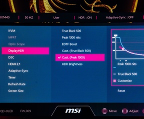MSI MPG 341CQR QD-OLED X36 - Custom hdr-instelling