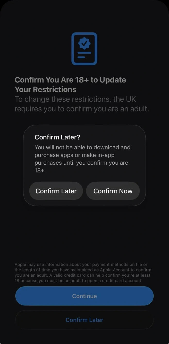 Apple leeftijdsverificatie
