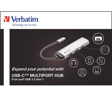 Verbatim USB-C-hub met meerdere poorten USB 3.2 Gen 1 met vier poorten