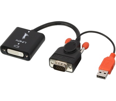 Lindy VGA - DVI-D Oranje, Zwart