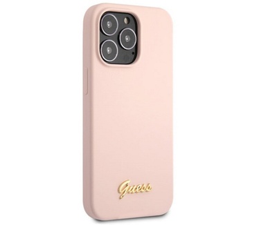 Guess Silicone Retro Back Case - iPhone 13 Pro Max (6.7") - Roze Roze