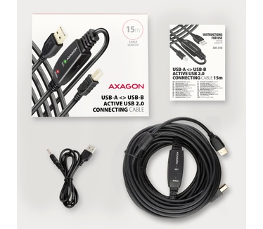 Axagon ADR-215B USB 2.0 A-M -> B-M active connecting/repeater cable 15m - Kabel - Digital/Daten
