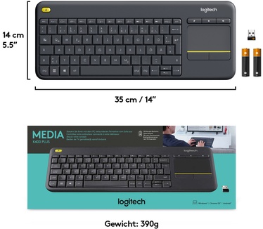 Logitech Wireless Touch K400 Plus (NL) Zwart