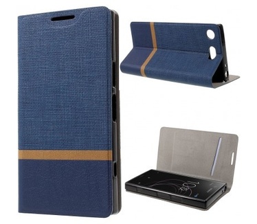 qMust Sony Xperia XZ1 Compact Wallet Case - TPU frame - Blauw
