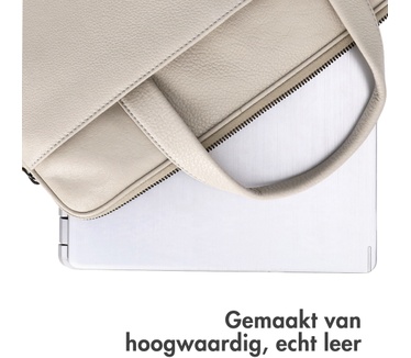 Accezz Leather Laptoptas 16 inch - Beige