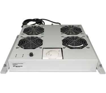 Intellinet 4-Fan Ventilation Unit for 19" Racks, Roof Mount, with Thermostat, Grey
