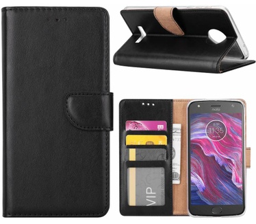 Luxe Lederen Bookcase hoesje voor de Motorola Moto X4 - Zwart (Motorola Moto X4) Zwart