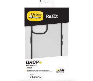 Otterbox OtterBox React-hoesje voor iPhone 14, schokbestendig, valbestendig, ultradun, beschermende, getest volgens militaire standaard, Antimicrobieel, Black Crystal