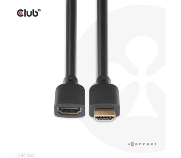 Club 3D Ultra High Speed HDMI Extension Cable 4K120Hz 8K60Hz 48Gbps M/F 1 m / 3.28 ft 30AWG