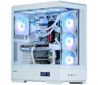 Zalman P50 DS White ATX Tempered Glass Panoramic View, Reverse layout mainboard support, display, 3 x 120 mm ZM-AF120R ARGB (side) + 1 x 120 mm ZM-AF120 ARGB (rear)Fan included, 2 x 3.5, 2 x 2.5, 480(D) x 240(W) x 512(H)mm