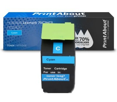 PrintAbout Huismerk Lexmark 70C2HC0 (702HC) Toner Cyaan Hoge capaciteit