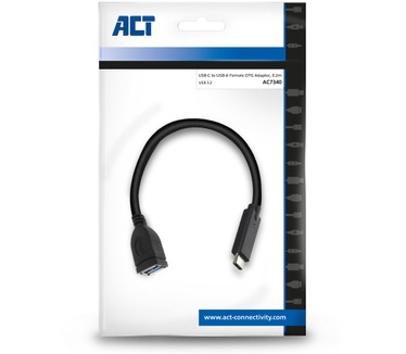 ACT USB 3.2 Gen2 OTG kabel C male - A female 0,2 meter Zwart