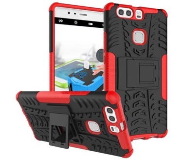 qMust Huawei P9 Plus Rugged Hybrid Case - Dual Protection - Red