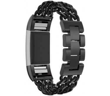 qMust Fitbit Charge 2 Armband Double Chain Style - Zwart