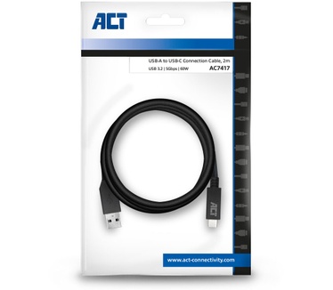 ACT AC7417 USB 3.2 Gen1 aansluitkabel A male - C male 2 meter Zwart