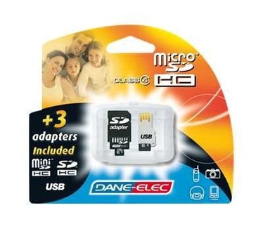 Dane-Elec microSDHC 8GB  Class 4 + 3 Adapters