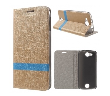qMust Acer Liquid Jade S Wallet Case - TPU binnenwerk - Striped Gold