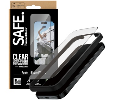 PanzerGlass SAFE. by PanzerGlass® Screen Protector w. Black Frame iPhone 17 | 16 Pro | Ultra-Wide Fit w. EasyAligner