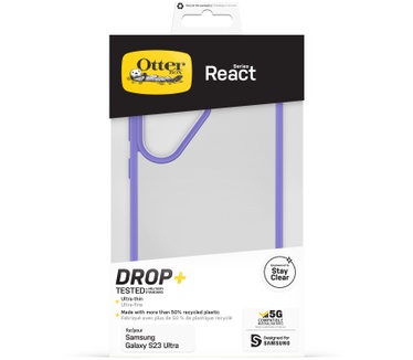 Otterbox OtterBox React-hoesje voor Galaxy S23 Ultra, schokbestendig, valbestendig, ultradun, beschermende, getest volgens militaire standaard, Antimicrobieel, Purplexing
