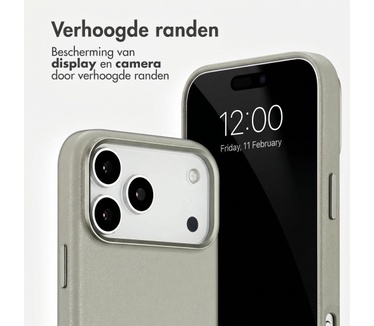 Accezz MagSafe Leather Backcover voor de Apple iPhone 18 Pro Max / 17 Pro Max - Light Grey