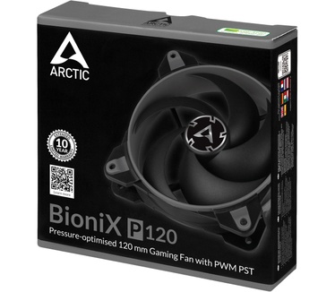 Arctic BioniX P120 (Grey) – Pressure-optimised 120 mm Gaming Fan with PWM PST