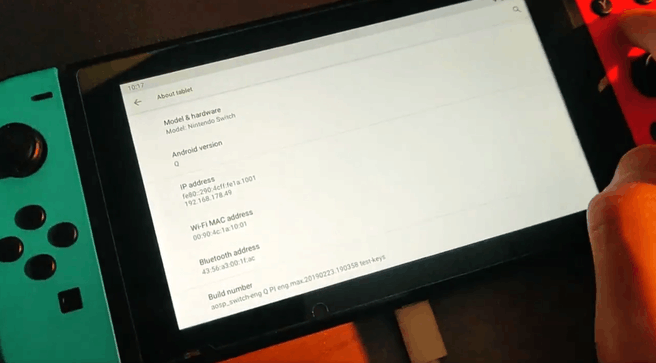 Android Q op Nintendo Switch