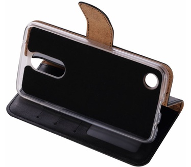 Luxe Lederen Bookcase hoesje voor de LG K4 2017 - Zwart (LG K4 2017) Zwart