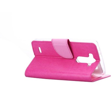 Luxe Lederen Bookcase hoesje voor de LG G3 S - Roze (LG G3 S) Roze