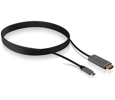 Icy Box IB-CB020-C USB TYPE-C TO HDMI CABLE18 M 4K AT 60 HZ Goud, Grijs, Zilver, Zwart