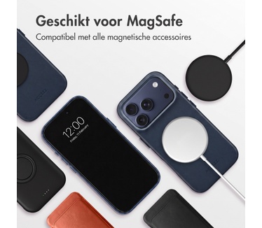 Accezz MagSafe Leather Backcover voor de Apple iPhone 18 Pro / 17 Pro - Nightfall Blue