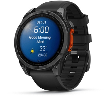 Garmin fēnix 8, 47mm, RVS body, Gorilla Glass, Grijs (Zwart)