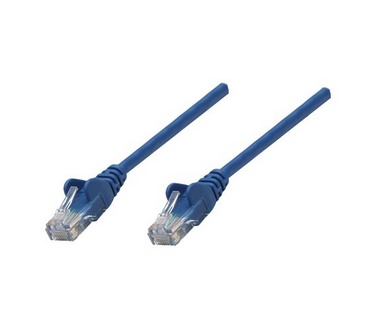 Intellinet Network Patch Cable, Cat6, 0.25m, Blue, Copper, S/FTP (cable foiled/twisted pair - all three pairs wrapped in braid shield), LSOH / LSZH (Low Smoke, no Halogen), PVC, RJ45 Male to RJ45 Male, Gold Plated Contacts, Snagless, Booted