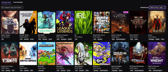 Twitch categorieen