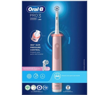 Oral-B Oral-B Oral-B Pro 3 3400N -shkhammasharja, vaaleanpunainen