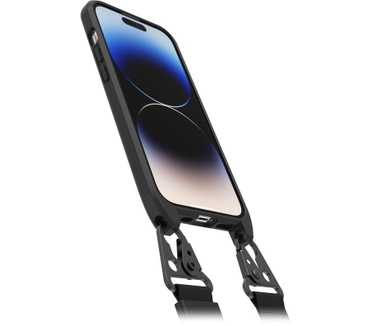 Otterbox OtterBox React Lanyard hoesje met MagSafe voor iPhone 14 Pro, ultradunne beschermhoes met verstelbare en afneembare lanyardriem, getest volgens militaire standaard, Zwart