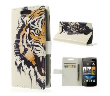 qMust Wallet Case met stand HTC Desire 500 (fierce tiger)