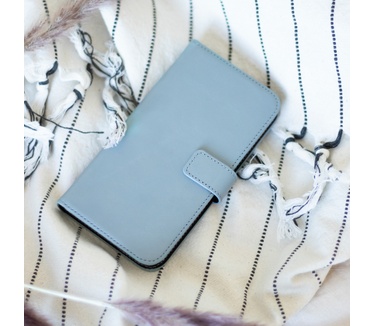 Selencia Echt Lederen Bookcase iPhone 12 (Pro) - Lichtblauw
