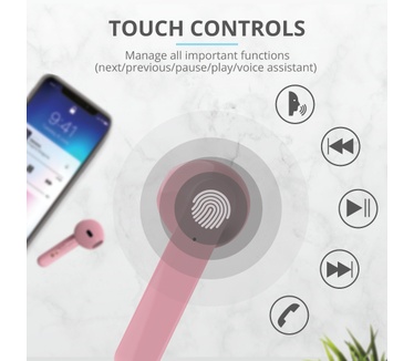 Trust Primo Touch Bluetooth Wireless Earphones (Roze)