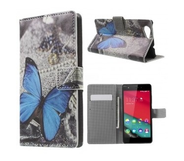 qMust Wiko Pulp 4G Wallet Case - hoesje met stand - Blue Butterfly