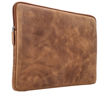 Accezz Leather Laptop hoes met rits 15-16 inch - Laptopsleeve - Cognac