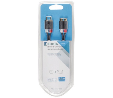 Konig 2 x RCA male/2 x RCA female, 3 m