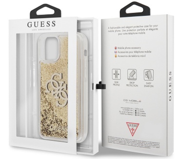 Guess Big 4G Liquid Glitter Case iPhone 12 Pro Max (6.7") - Goud Goud