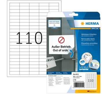 Herma Etiketten wit Movables/verwijd. 38.1x12.7 A4 2750 st