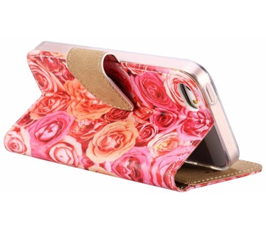 Rozen print lederen Bookcase hoesje voor de Apple iPhone SE - Roze (Apple iPhone SE) Roze