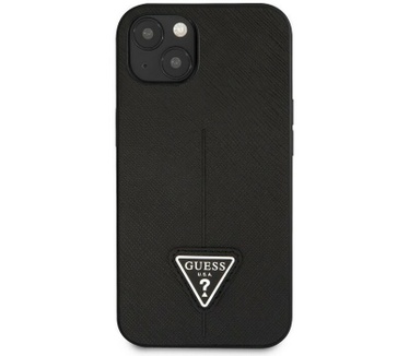 Guess Saffiano Triangle Back Case Apple iPhone 13 (6.1") - Zwart Zwart