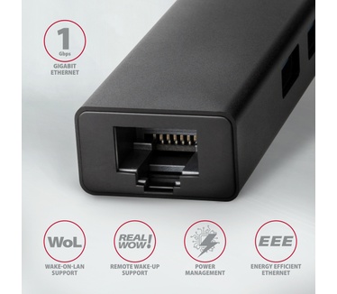 Axagon HMC-GL3A USB-C-Hub 3x USB-A Gbit-LAN schwarz