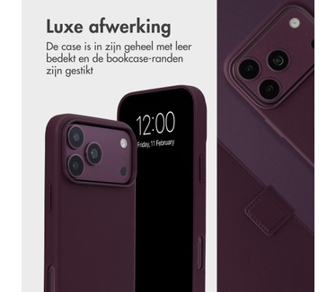 Accezz Leather Bookcase 2-in-1 met MagSafe voor de Apple iPhone 18 Pro / 17 Pro - Heath Purple