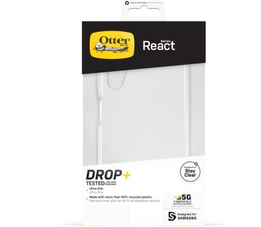 Otterbox OtterBox React-hoesje voor Galaxy A14 5G, schokbestendig, valbestendig, ultradun, beschermende, getest volgens militaire standaard, Antimicrobieel, Zwart