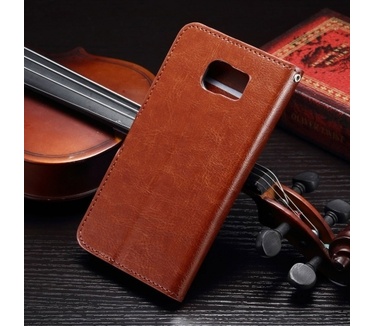 Kees Lederlook Portemonnee Hoesje Samsung Galaxy S7 Edge - Bruin