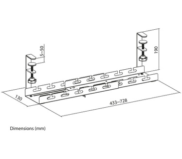 ACT AC8379 Verstelbare kabelgoot voor onder bureau - kabelmanagement Zwart